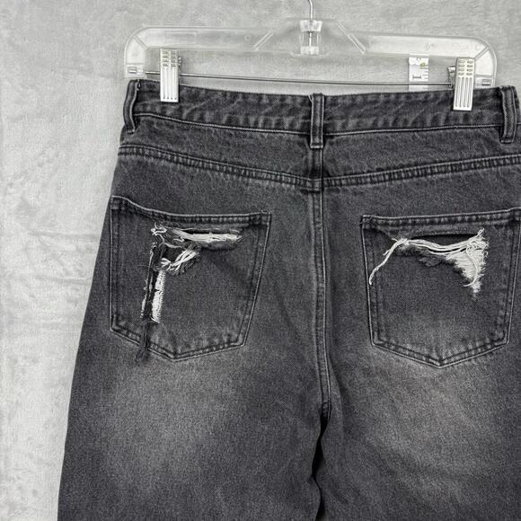 S.Deer Black Distressed Ripped Crop Jeans Women W30(M) Raw Hem Grunge Y2K Ankle - Picture 7 of 13